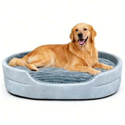 GTPLAYER Plush Dog Bed with Egg Crate Foam, Washable Removable Cover, Waterproof Base, and Non-Slip Bottom for Small to X-Large Dogs - Indoor Pet Sofa in Grey