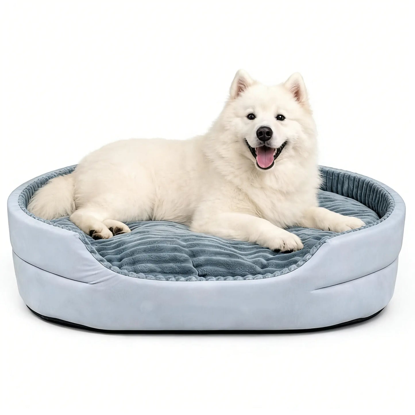 GTPLAYER Plush Dog Bed with Egg Crate Foam, Washable Removable Cover, Waterproof Base, and Non-Slip Bottom for Small to X-Large Dogs - Indoor Pet Sofa in Grey