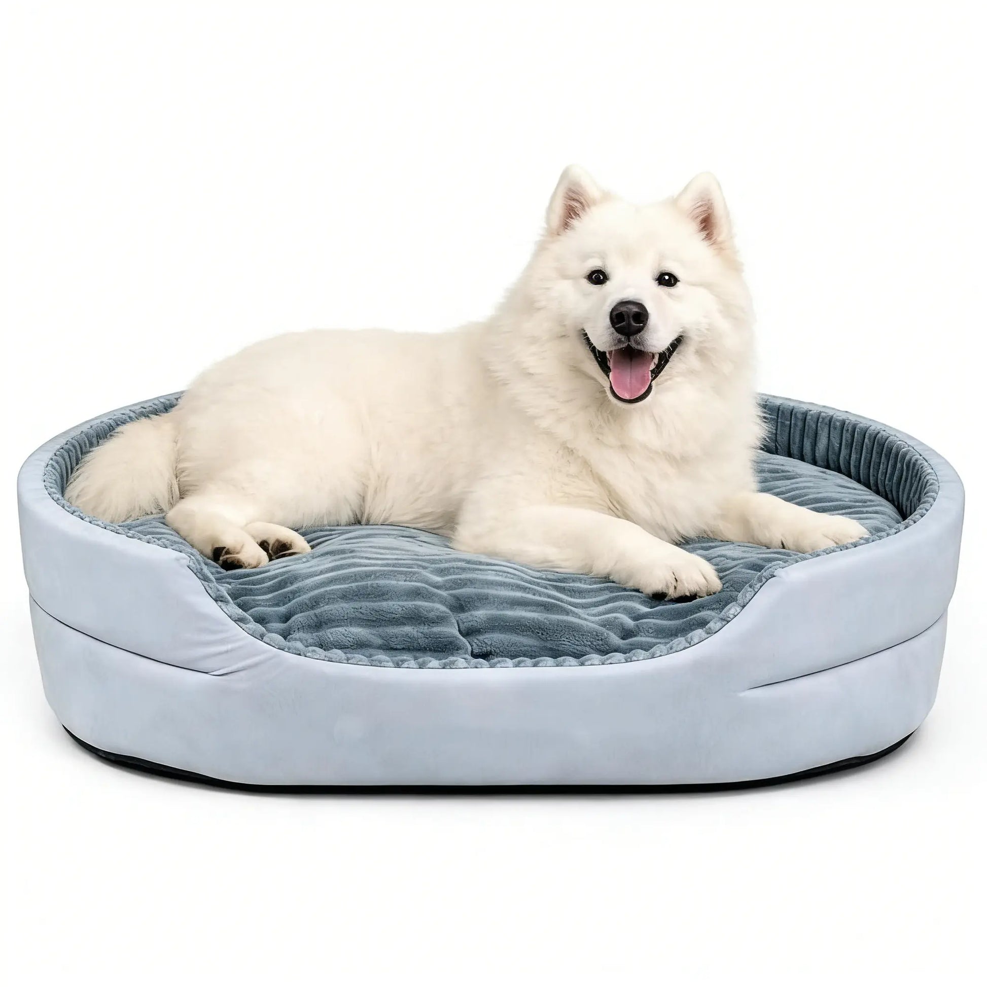 GTPLAYER Plush Dog Bed with Egg Crate Foam, Washable Removable Cover, Waterproof Base, and Non-Slip Bottom for Small to X-Large Dogs - Indoor Pet Sofa in Grey