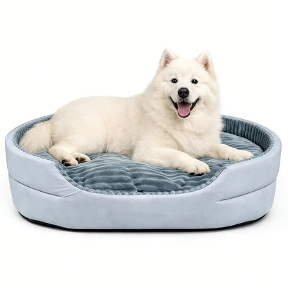 GTPLAYER Plush Dog Bed with Egg Crate Foam, Washable Removable Cover, Waterproof Base, and Non-Slip Bottom for Small to X-Large Dogs - Indoor Pet Sofa in Grey