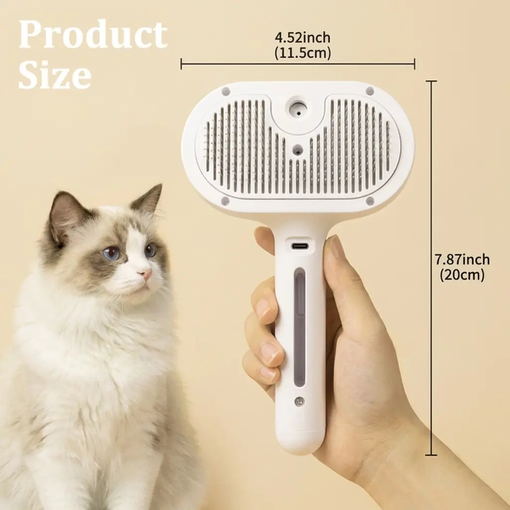 CATMUSE Professional Enhanced Steam Deshedding Brush - 3-in-1 Self-Cleaning Grooming Tool for Cats and Dogs, Safe Fur Grooming and Massage Comb for Long and Short-Haired Pets