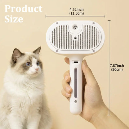 CATMUSE Professional Enhanced Steam Deshedding Brush - 3-in-1 Self-Cleaning Grooming Tool for Cats and Dogs, Safe Fur Grooming and Massage Comb for Long and Short-Haired Pets