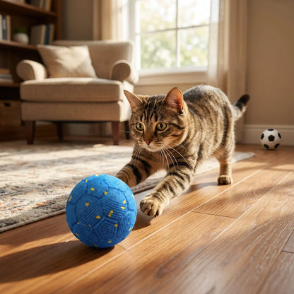 Sovelivee 2026 Soccer Fest Edition Interactive Dog Chew Toy Ball - Self-Moving, USB Rechargeable, Durable, and Squeaky for Solo Play
