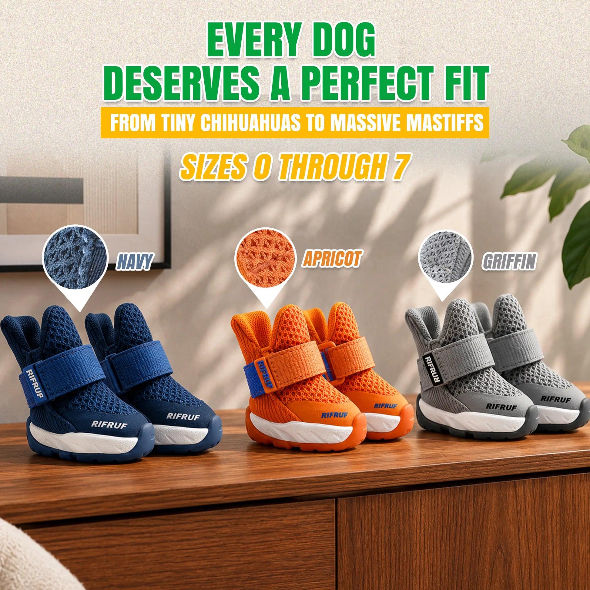 Rifruf Breathable Non-Slip Pet Shoe Set – Lightweight Protective Sneakers for Dogs and Cats