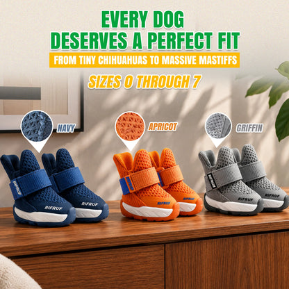 Rifruf Breathable Non-Slip Pet Shoe Set – Lightweight Protective Sneakers for Dogs and Cats