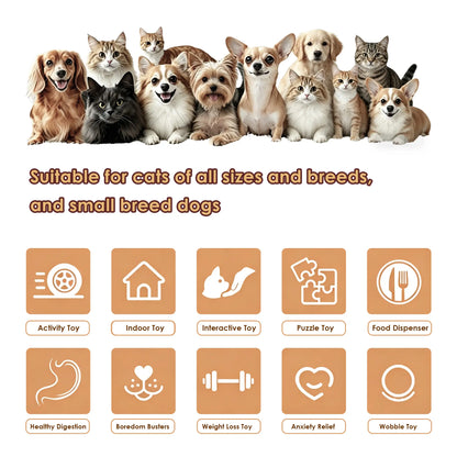 Cat and Small Dog Interactive Puzzle Food Dispensing Ball - Slow Feeder Toy for Boredom Relief and Enrichment