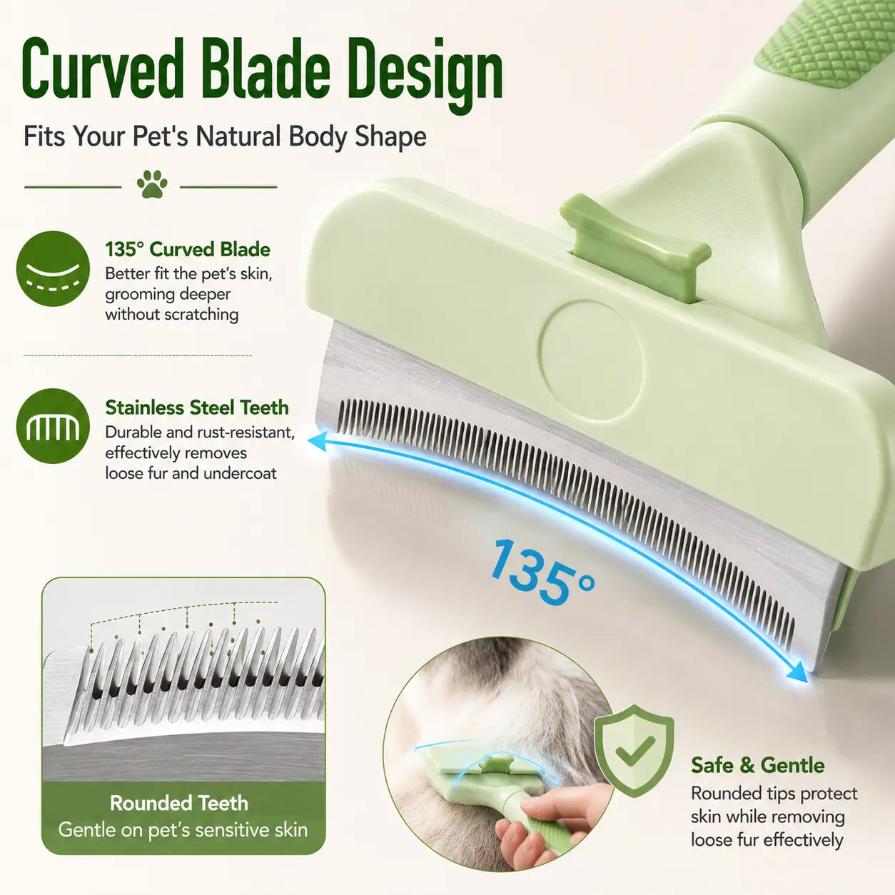 Professional Pet Deshedding Tool for Dogs and Cats - Gentle Undercoat Rake for Effective Shedding Reduction and Dematting of Long-Haired Pets