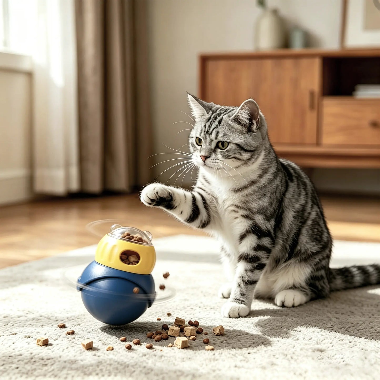 Cat and Small Dog Interactive Puzzle Food Dispensing Ball - Slow Feeder Toy for Boredom Relief and Enrichment