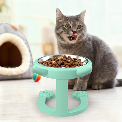 Elevated Tilted Cat Bowl - Premium 316 Stainless Steel Raised Feeder with Anti-Slip Paw Stand, Whisker-Friendly Design, and Easy-to-Clean Portable Feeding Dish for Senior Cats and Small Puppies