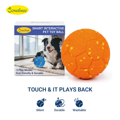 Sovelivee 2026 Soccer Fest Edition Interactive Dog Chew Toy Ball - Self-Moving, USB Rechargeable, Durable, and Squeaky for Solo Play