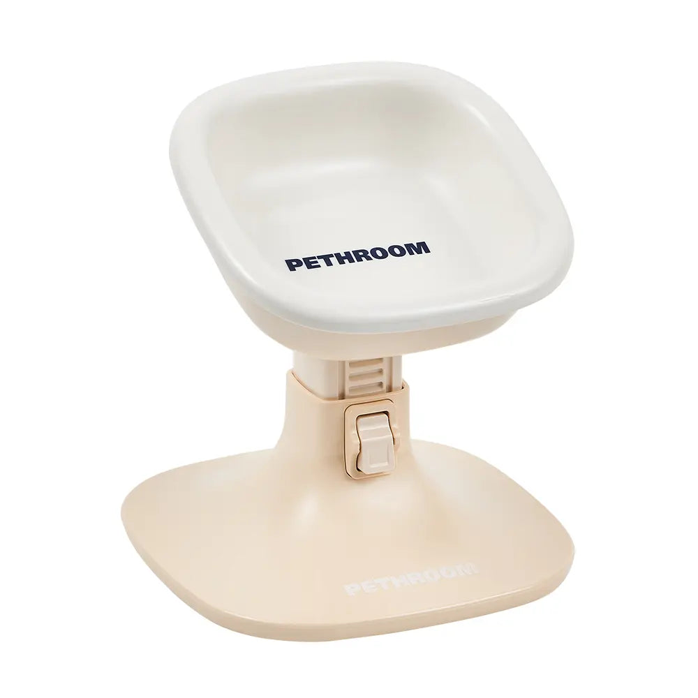 PETHROOM Adjustable Height Feeding Stand with Non-Slip Base and Durable Ceramic Bowls for Dogs and Cats