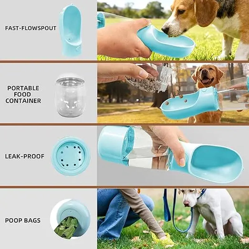 Portable Pet Water Bottle and Food Container with Travel Bowl - Essential Accessories for Outdoor Activities