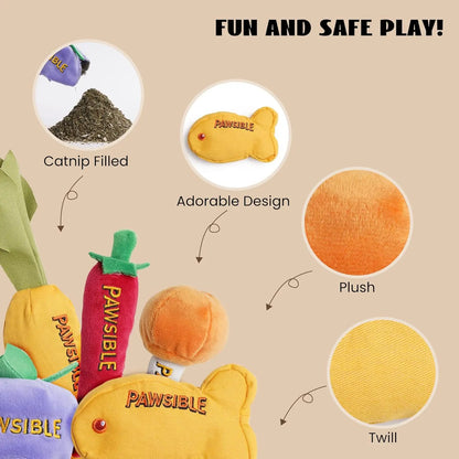 Pawsible Premium 5-Pack Cat Toy Set with Natural Herb Filling for Stimulation and Teething, Ideal for Kittens