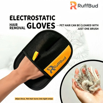Ruffbud Reusable Pet Hair Removal Gloves for Efficient Grooming and Home Cleaning