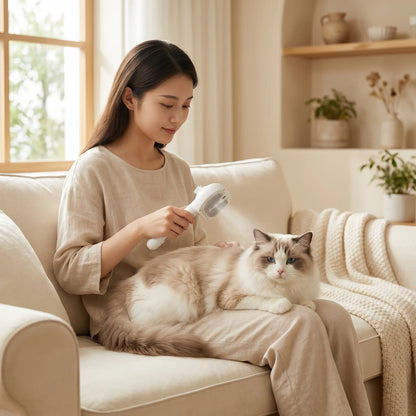 CATMUSE Professional Enhanced Steam Deshedding Brush - 3-in-1 Self-Cleaning Grooming Tool for Cats and Dogs, Safe Fur Grooming and Massage Comb for Long and Short-Haired Pets