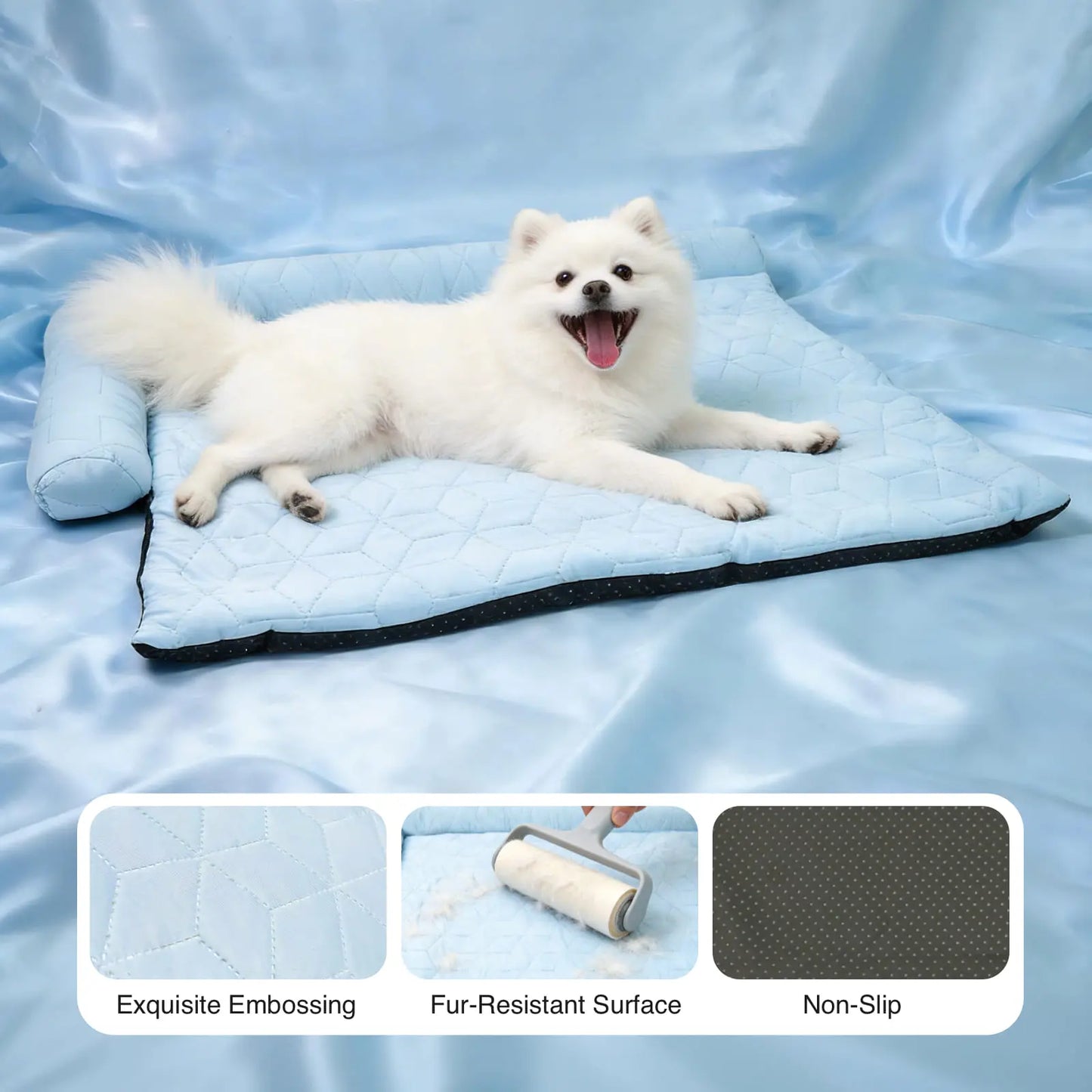 Elevated Washable Cooling Dog Bed with Headrest – Portable Anti-Slip Mat for Summer Comfort, Ideal for Pets up to 40 lbs