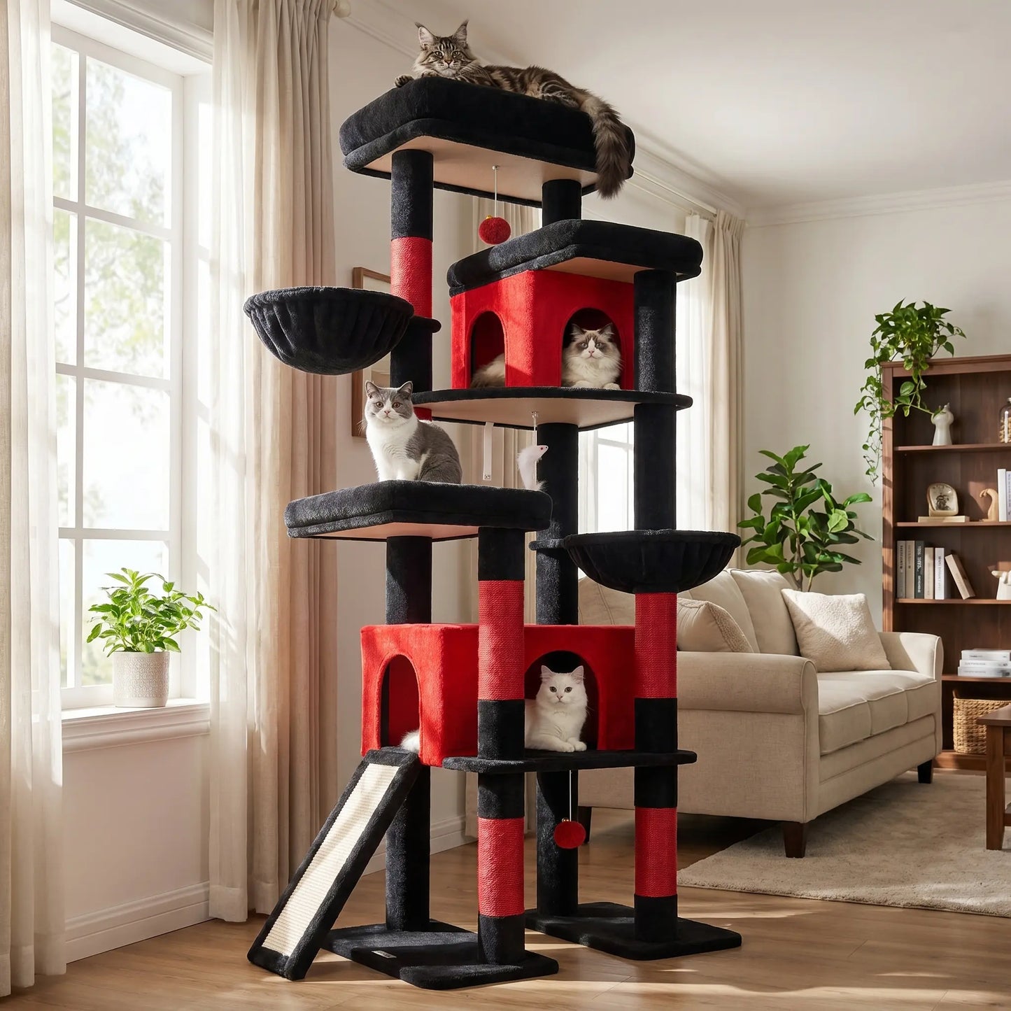 DESKAT 78 Inch Heavy-Duty Cat Tree Tower for Large Cats, Sturdy Multi-Level Cat Furniture with Condos & Scratching Posts