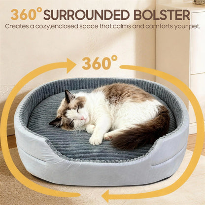 GTPLAYER Plush Dog Bed with Egg Crate Foam, Washable Removable Cover, Waterproof Base, and Non-Slip Bottom for Small to X-Large Dogs - Indoor Pet Sofa in Grey
