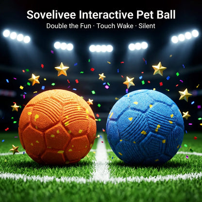 Sovelivee 2026 Soccer Fest Edition Interactive Dog Chew Toy Ball - Self-Moving, USB Rechargeable, Durable, and Squeaky for Solo Play