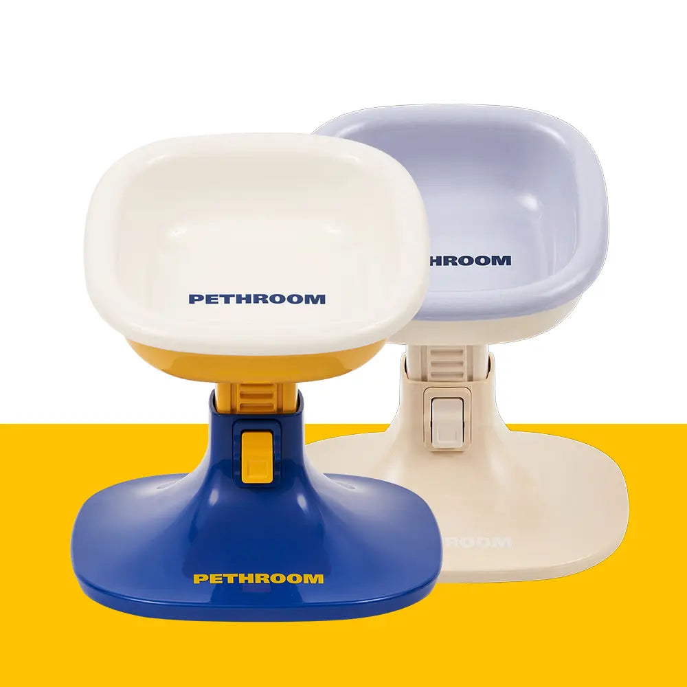 PETHROOM Adjustable Height Feeding Stand with Non-Slip Base and Durable Ceramic Bowls for Dogs and Cats