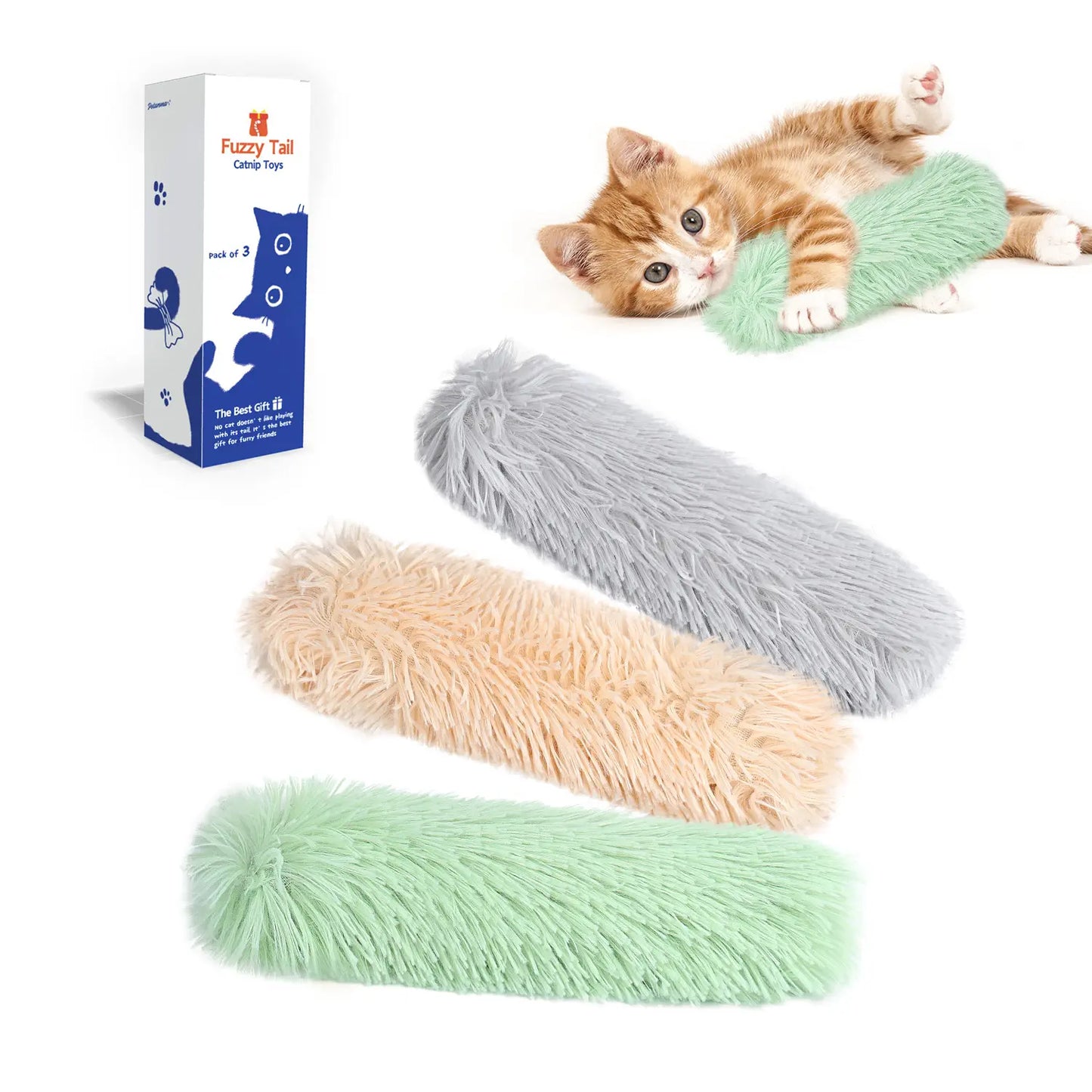 Potaroma Interactive Cat Toy Set - Three Soft and Durable Crinkle Sound Pillows for Indoor Play and Exercise